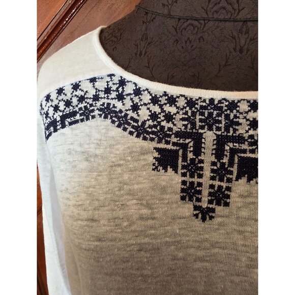 Garnet Hill Embroidered White Linen Top Size S - Picture 2 of 8